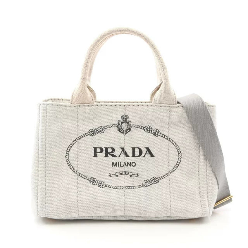 Prada Canapa Tote Bag Denim Gray